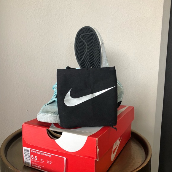 Rare! Disco Nike Blazers women's size 5.5, metallic silver/ minty fresh! - Picture 8 of 16
